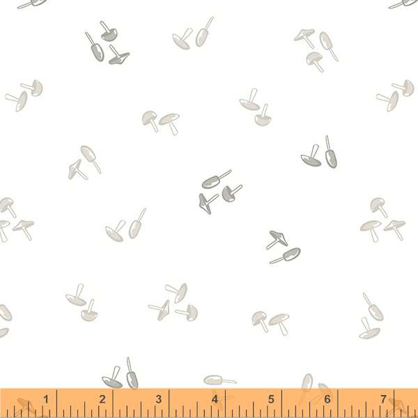 Little Whispers Quilt Fabric - Mushrooms in White - 53172-1