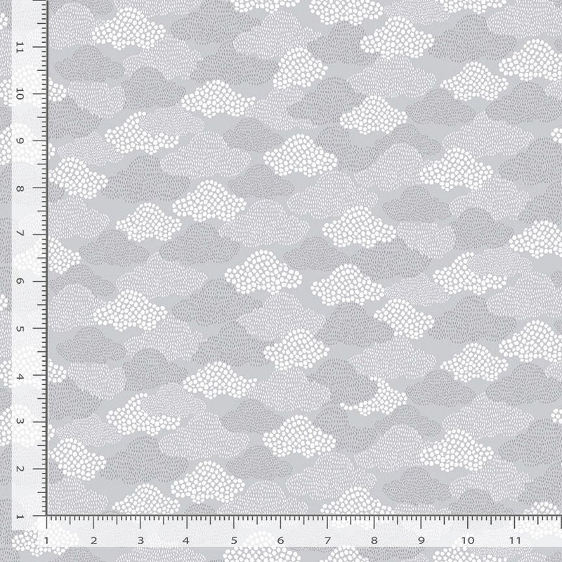 Love Ewe More Quilt Fabric - Dotted Clouds in Grey/GRAY FLANNEL - KIDZ-CF1309