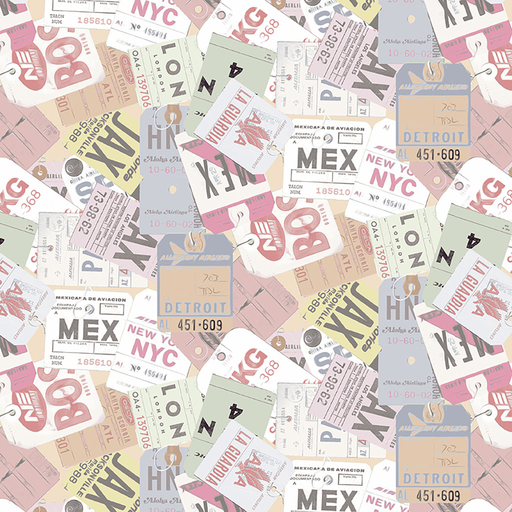 Low Key Quilt Fabric - Luggage Tags in Multi/Pastel -  Y3480-54