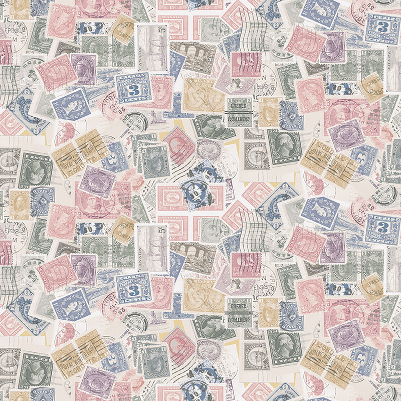 Low Key Quilt Fabric - Postage Stamps in Multi/Pastel -  Y3481-54