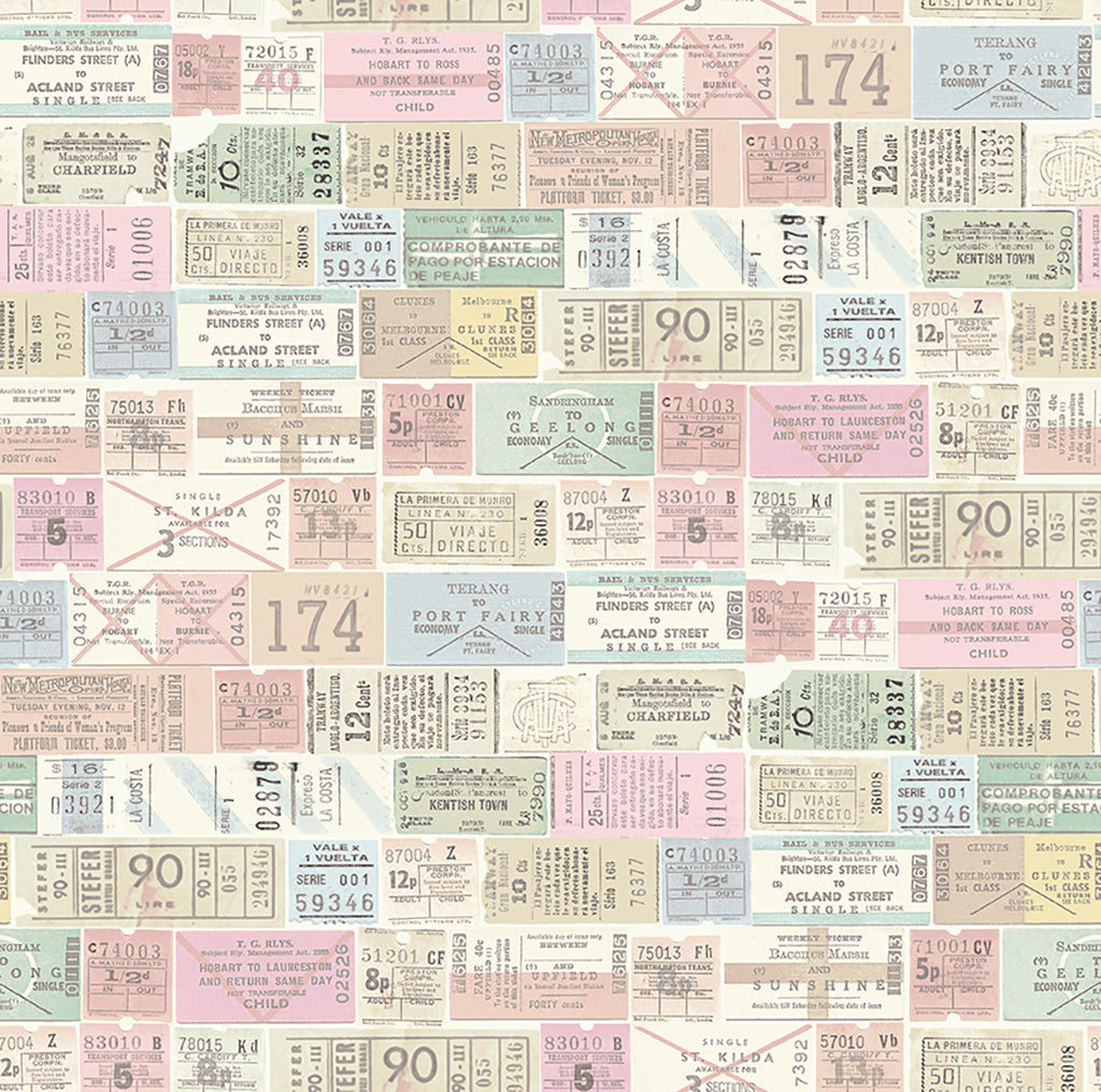 Low Key Quilt Fabric - Tickets in Multi/Pastel -  Y3483-54