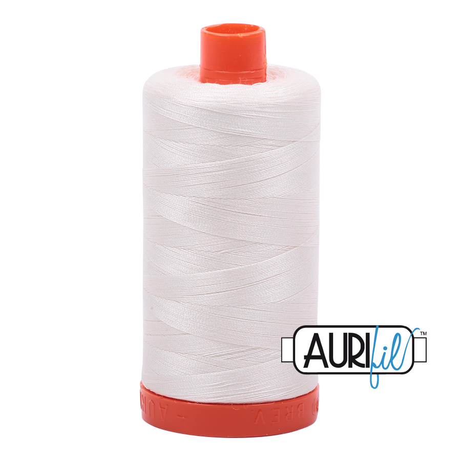 Aurifil 50 wt cotton thread, 1300m, Chalk (2026)