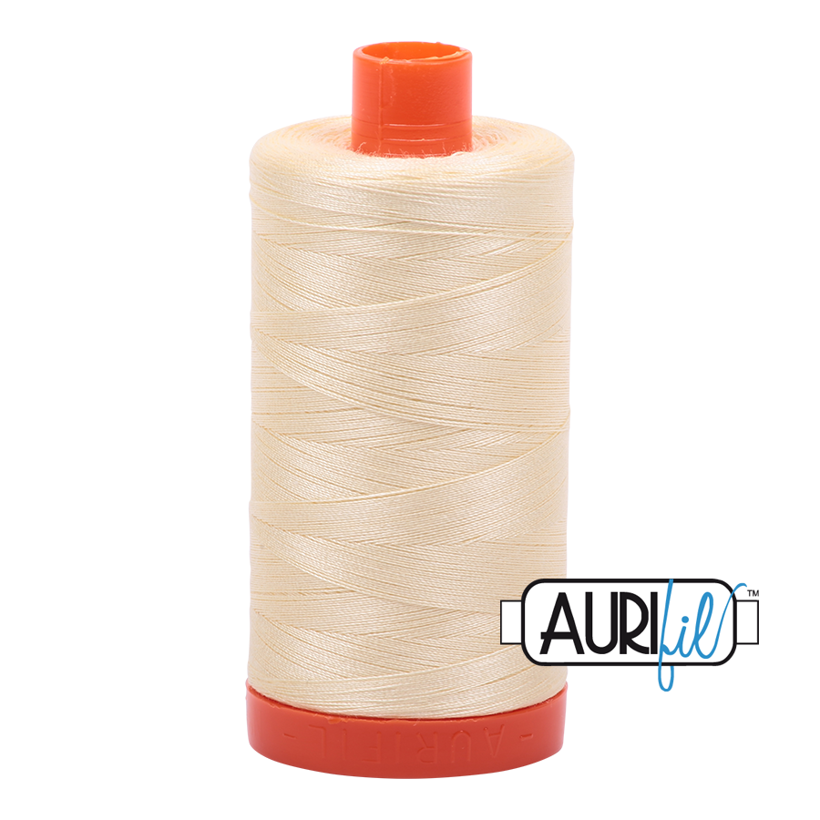 Aurifil 50 wt cotton thread, 1300m, Light Lemon (2110)