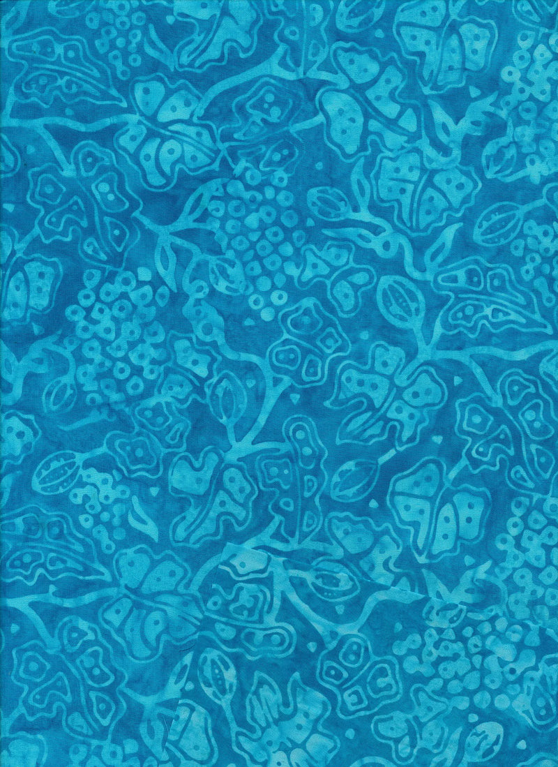 Majestic Batiks Quilt Fabric - Chrome Berry Clusters in Aqua - Chrome 252