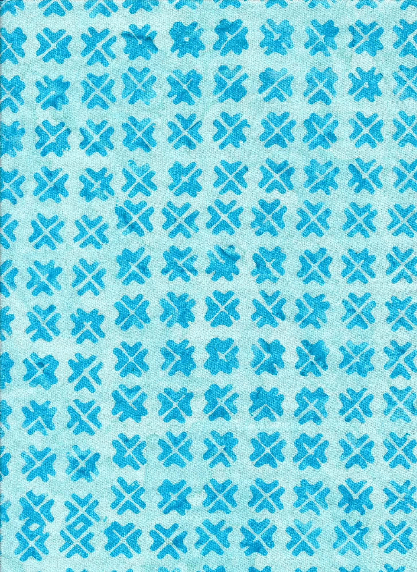 Majestic Batiks Quilt Fabric - Chrome Geometric X in Aqua - Chrome 251