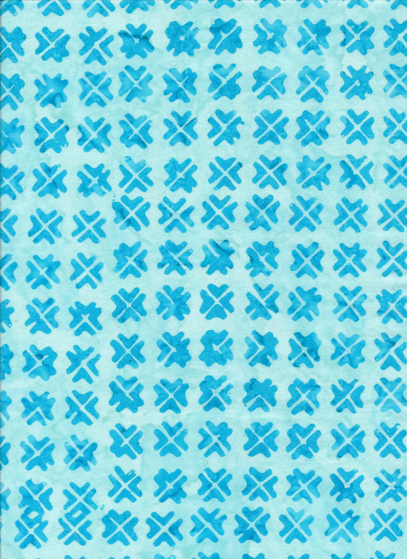 Majestic Batiks Quilt Fabric - Chrome Geometric X in Aqua - Chrome 251