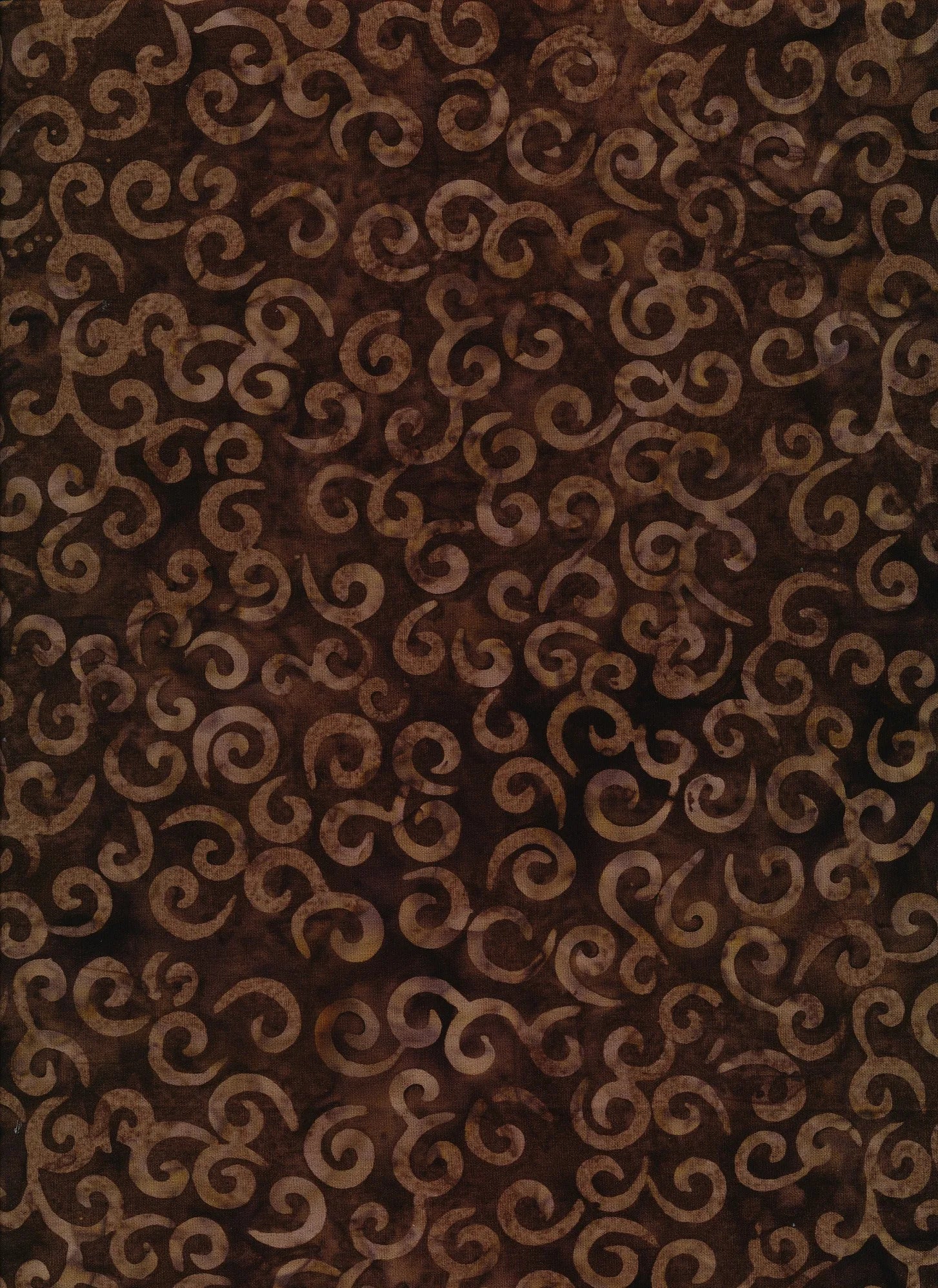 Majestic Batiks Quilt Fabric - Hazel Curly Cue in Brown - HAZEL 222