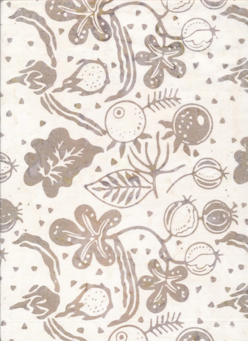 Majestic Batiks Quilt Fabric - Hazel Large Berries and Leaves in Cream/Tan - HAZEL 201