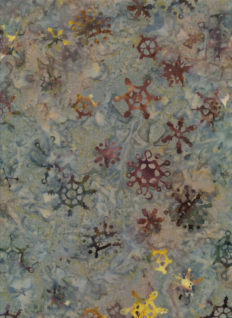 Majestic Batiks Quilt Fabric - Hazel Snowflakes in Light Green - HAZEL 205