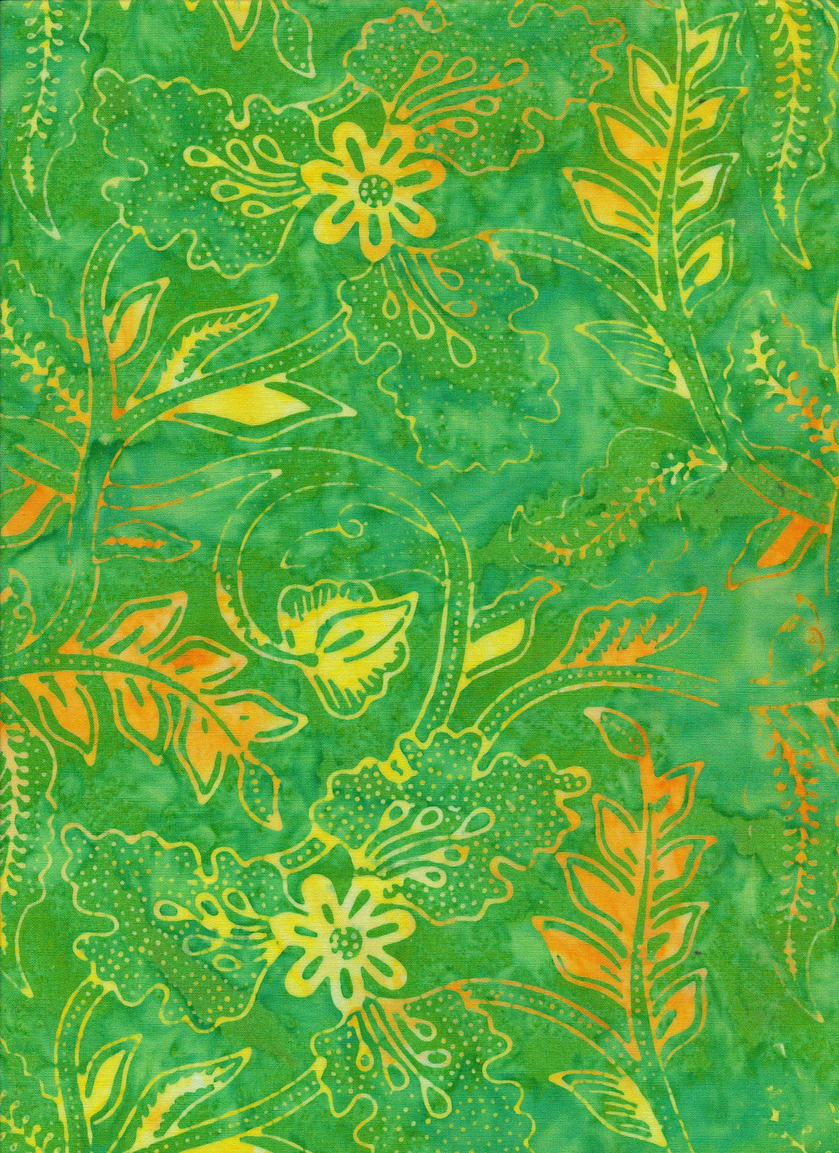 Majestic Batiks Quilt Fabric - Mandarin Large Floral Vines in Yellow/Green - MANDARIN 312