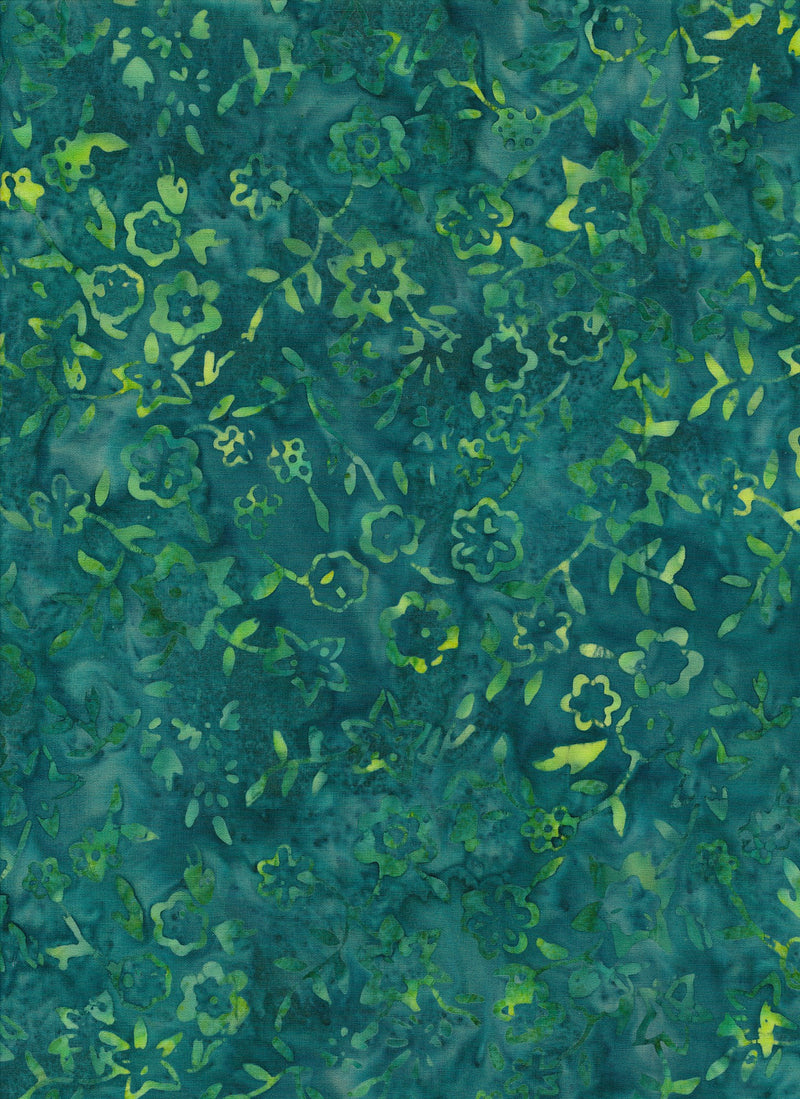 Majestic Batiks Quilt Fabric - Neptune Floral Vine in Green - NEPTUNE 840