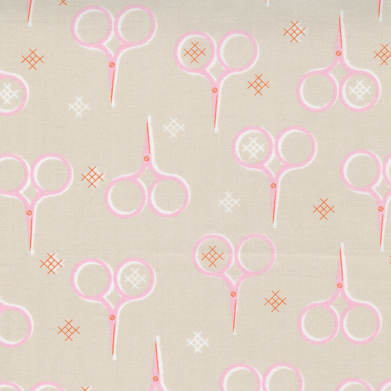 Make Time Quilt Fabric - Scissors in Cloud Gray - 24571 16