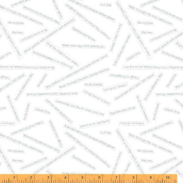Maker's Collage Quilt Fabric - Blessings in Fog (White/Light Gray) - 53232-1