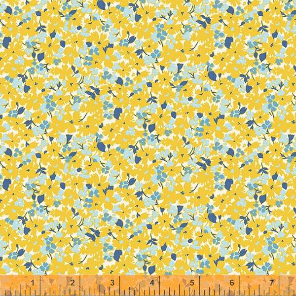 Meadow Quilt Fabric - Gather Packed Floral in Sunshine Yellow/Blue - 53141-4