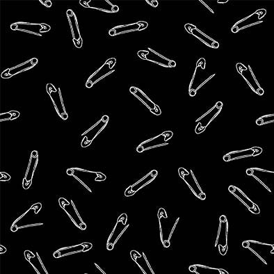 Mess Maker Quilt Fabric -Just Pin It Safety Pins in  Black - DC10156-BLAC-D