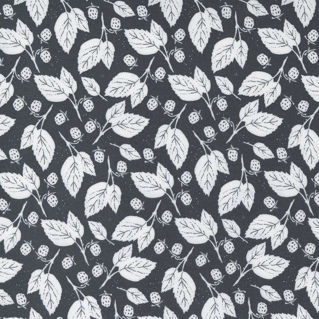 Midnight in the Garden Quilt Fabric - Blackberry Bramble Woodcut in Charcoal Gray - 43125 13