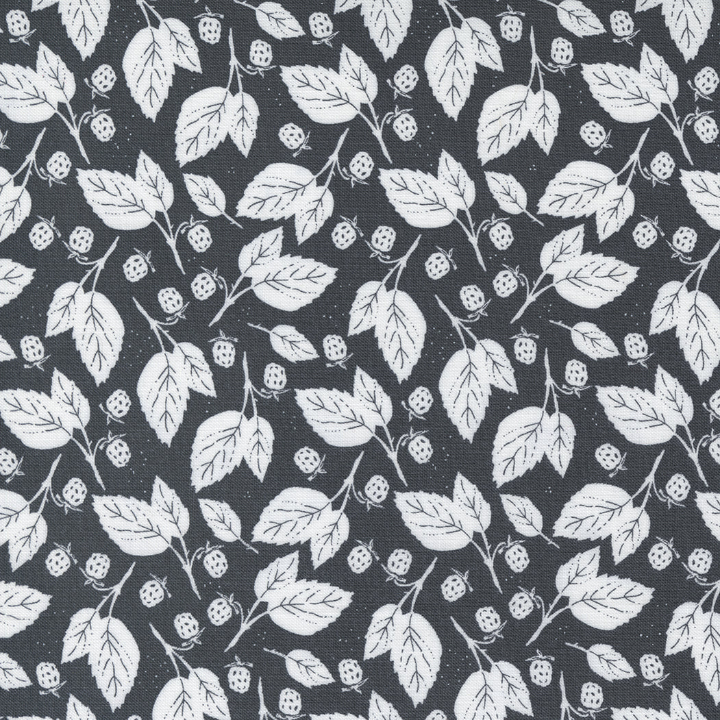 Midnight in the Garden Quilt Fabric - Blackberry Bramble Woodcut in Charcoal Gray - 43125 13