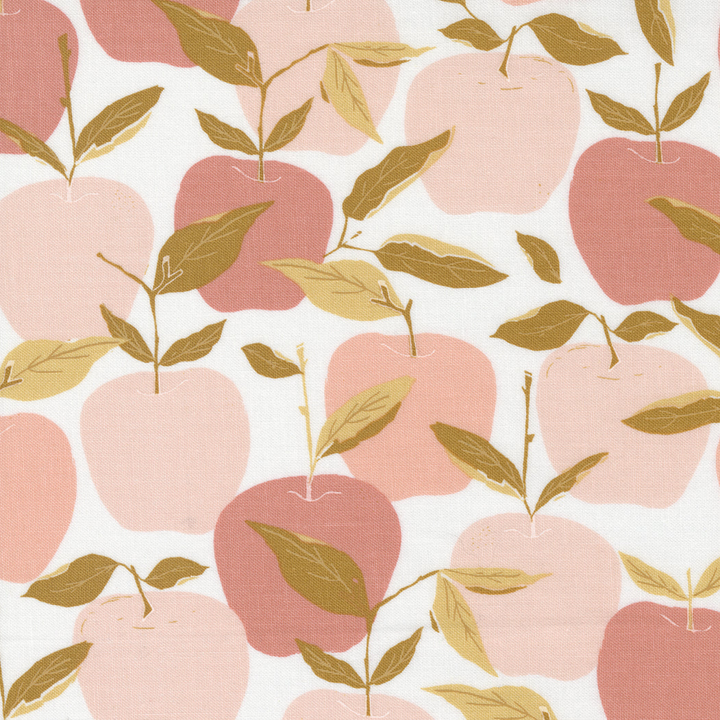 Midnight in the Garden Quilt Fabric - Enchanted Apples in Mist White/Blush Pink - 43121 11