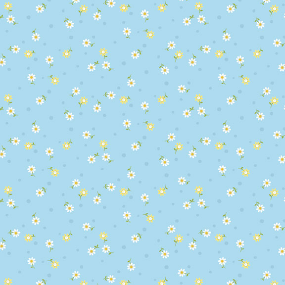 Mini Medley Quilt Fabric - Daisies in Blue - R210465D  BLUE