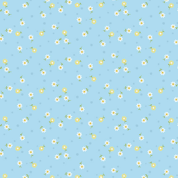 Mini Medley Quilt Fabric - Daisies in Blue - R210465D  BLUE