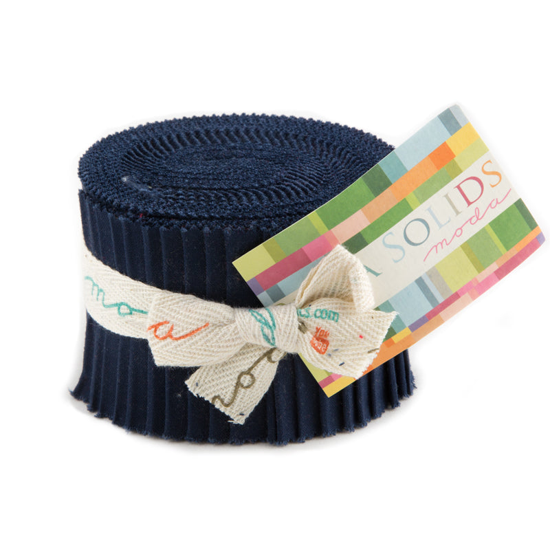 Moda Bella Solids Quilt Fabric - Navy Junior Jelly Roll - 20 2 1/2" strips - 9900JJR 20