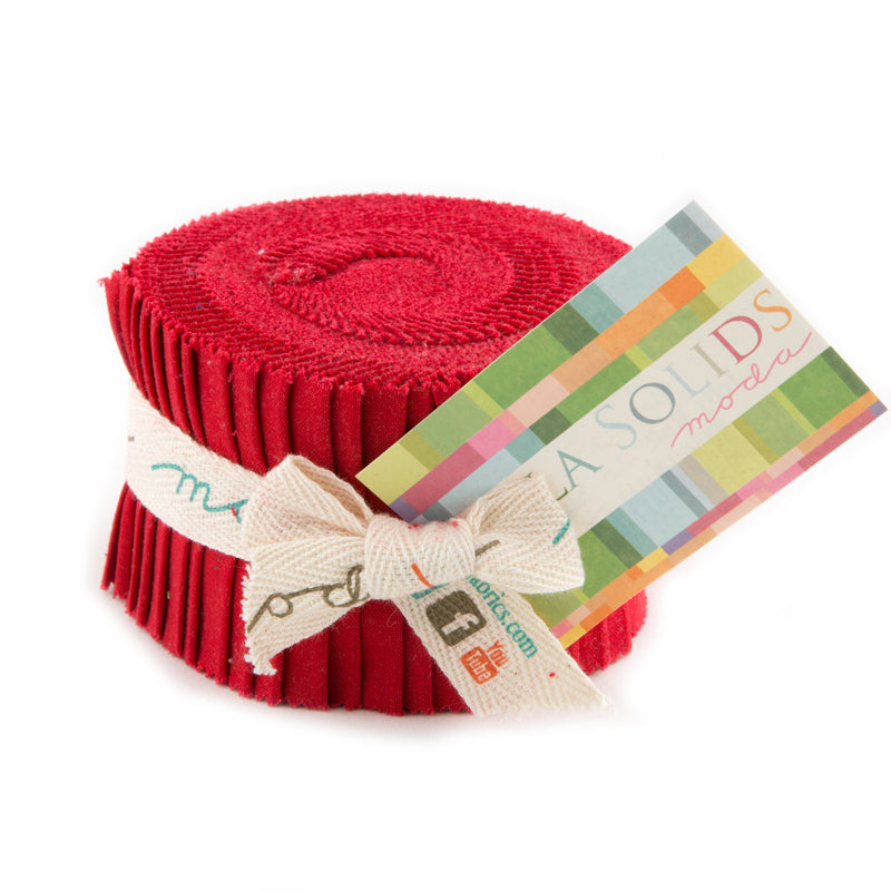 Moda Bella Solids Quilt Fabric - Red Junior Jelly Roll - 20 2 1/2" strips - 9900JJR 16