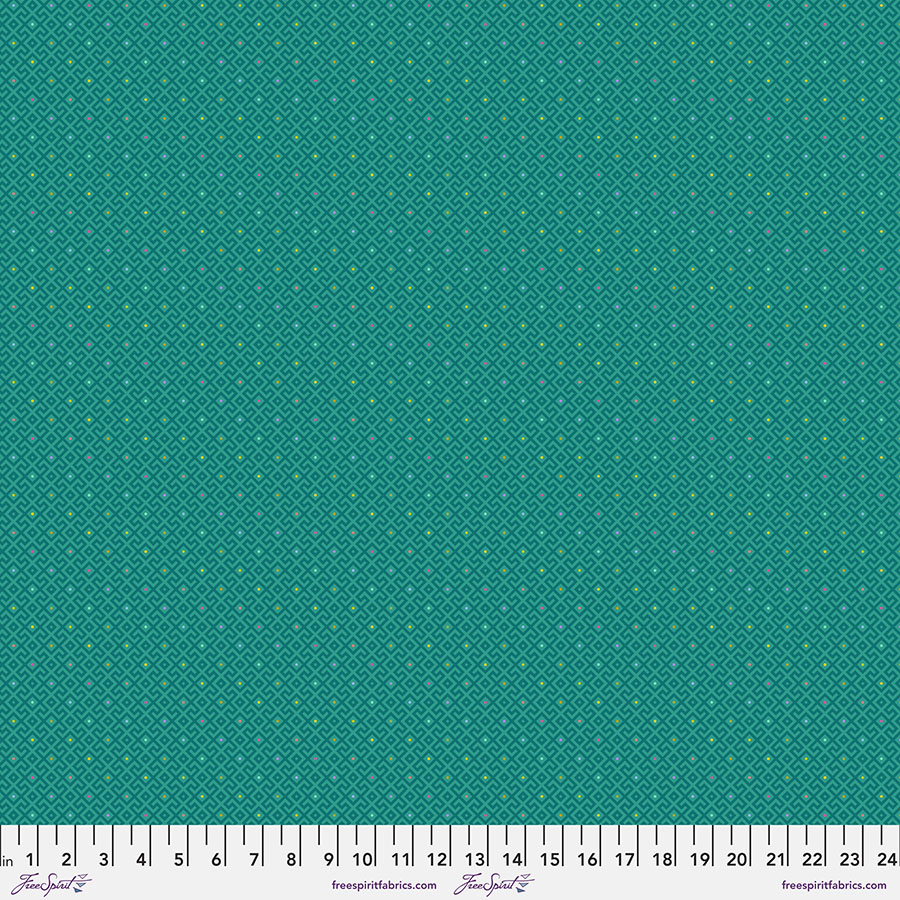 Moon Garden Quilt Fabric by Tula Pink - Baby Geo in Lunar Teal - PWTP053.LUNAR