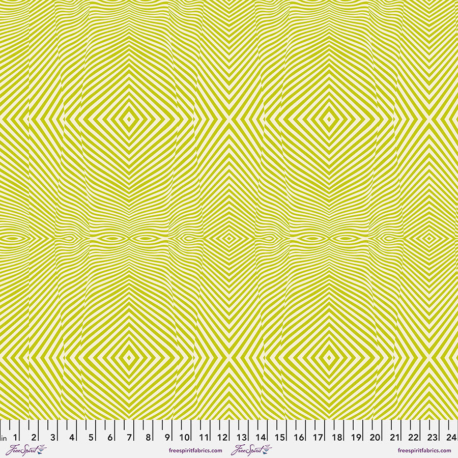 Moon Garden Quilt Fabric by Tula Pink - Lazy Stripe in Dawn Bright Green - PWTP022.DAWN