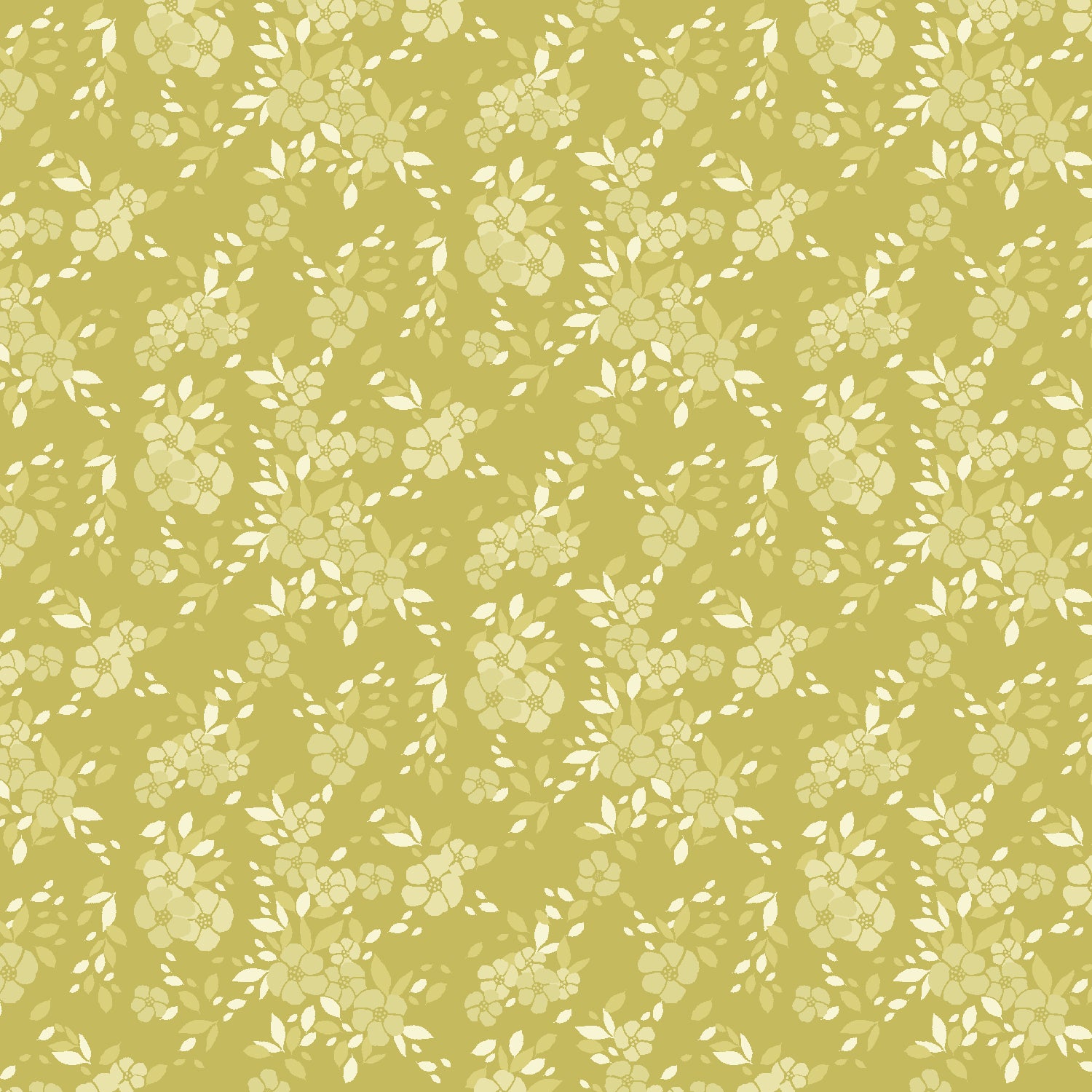 Moonlight Garden Quilt Fabric - Poesie Perfume Tonal Floral in Chartreuse Green - RJ5504-CH2