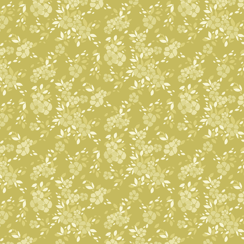 Moonlight Garden Quilt Fabric - Poesie Perfume Tonal Floral in Chartreuse Green - RJ5504-CH2