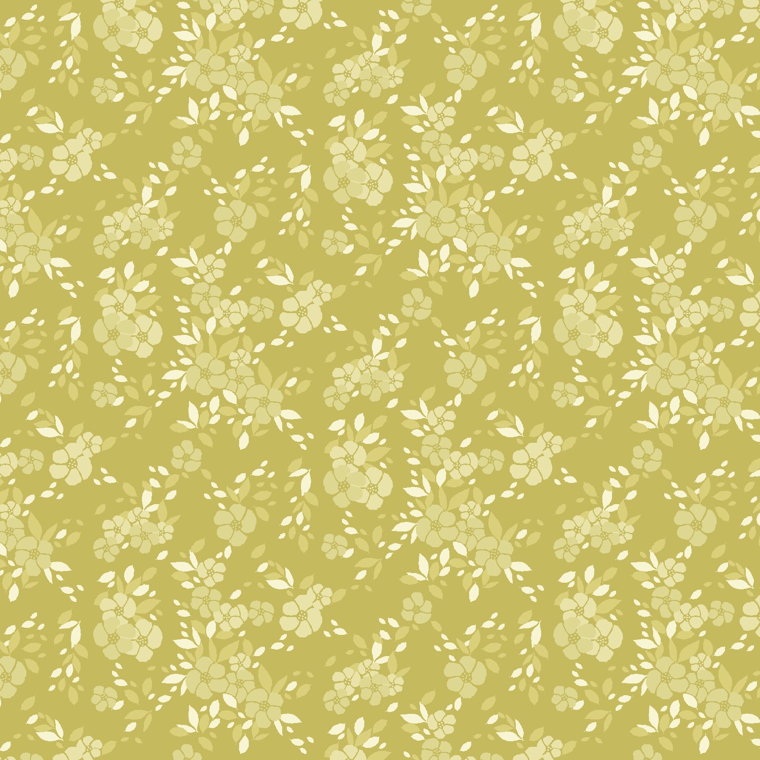 Moonlight Garden Quilt Fabric - Poesie Perfume Tonal Floral in Chartreuse Green - RJ5504-CH2