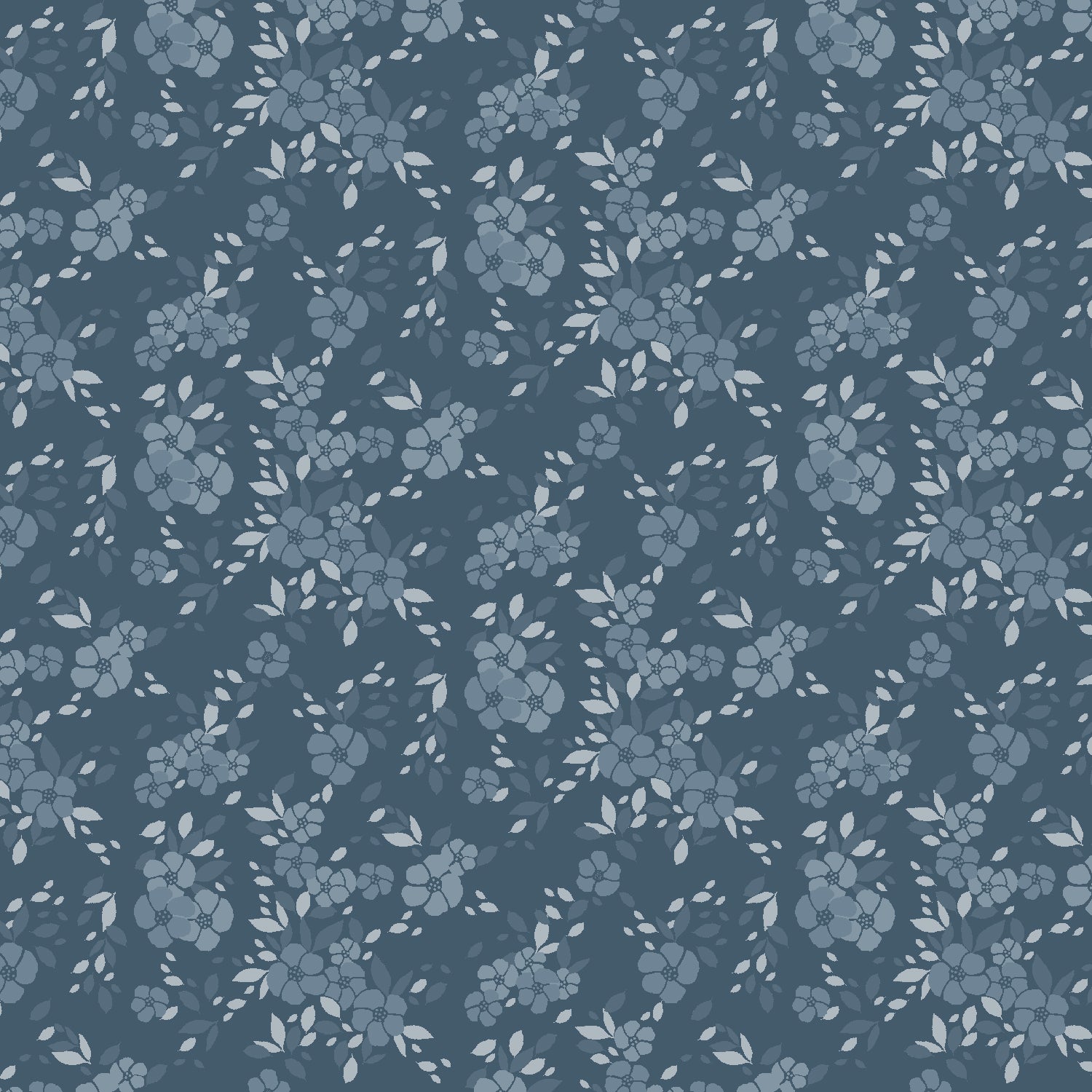 Moonlight Garden Quilt Fabric - Poesie Perfume Tonal Floral in Navy Blue - RJ5504-NA1