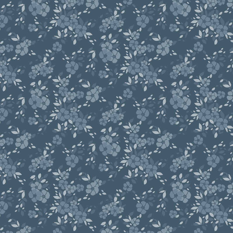 Moonlight Garden Quilt Fabric - Poesie Perfume Tonal Floral in Navy Blue - RJ5504-NA1
