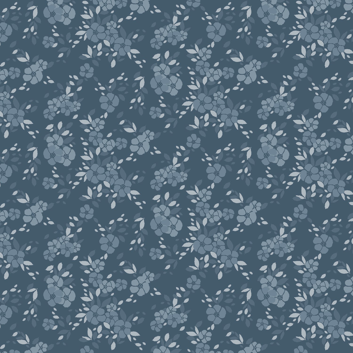 Moonlight Garden Quilt Fabric - Poesie Perfume Tonal Floral in Navy Blue - RJ5504-NA1