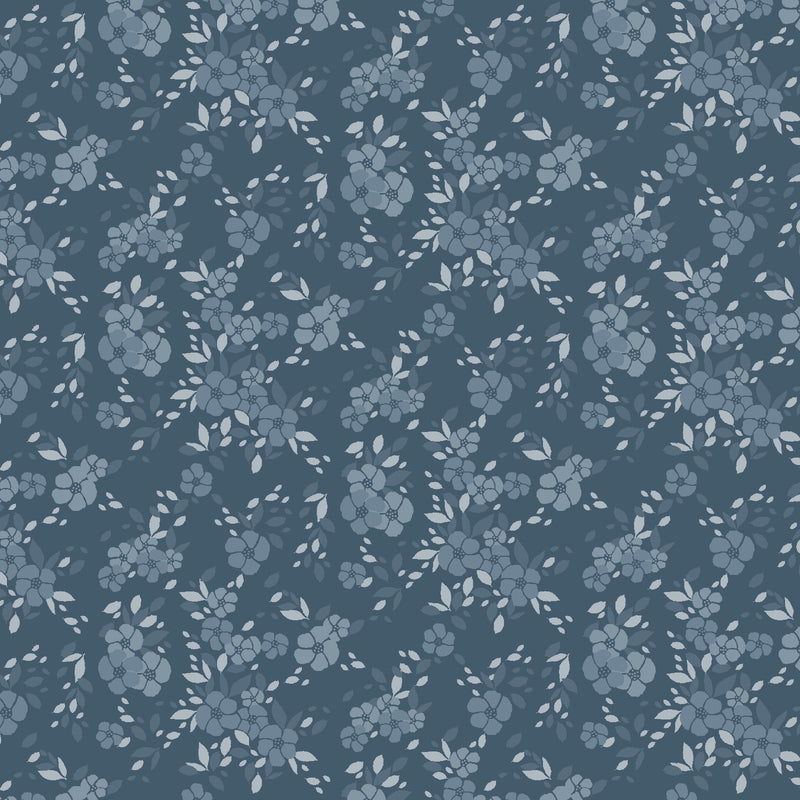 Moonlight Garden Quilt Fabric - Poesie Perfume Tonal Floral in Navy Blue - RJ5504-NA1