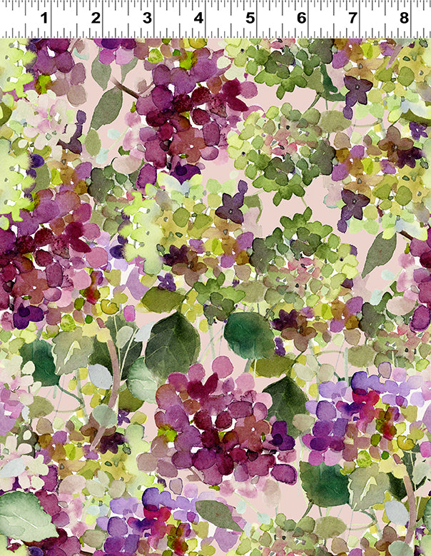 My Happy Place Quilt Fabric - Hydrangeas in Light Wine - Y3623-47
