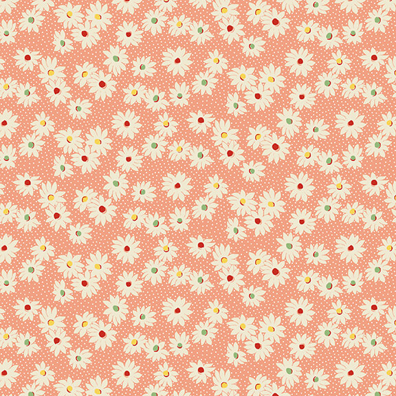 Nana Mae 6 Quilt Fabric - Medium Daisies in Peach - 363-33