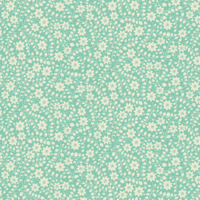 Nana Mae 6 Quilt Fabric - Monotone Floral in Aqua - 366-60