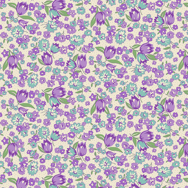 Nana Mae 6 Quilt Fabric - Tulips in Lavender - 361-51