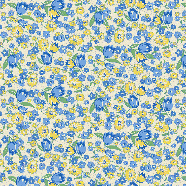 Nana Mae 6 Quilt Fabric - Tulips in Yellow - 361-14
