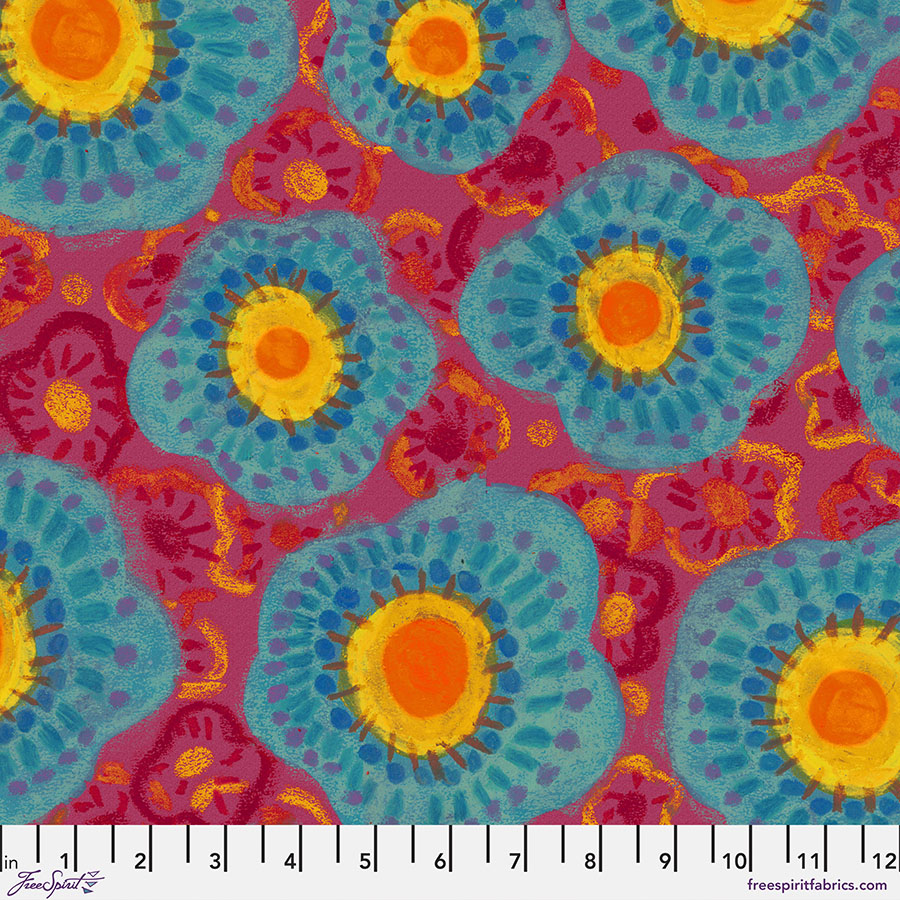 Oh Happy Day Quilt Fabric - Bursting Blooms in Red - PWKG024.RED