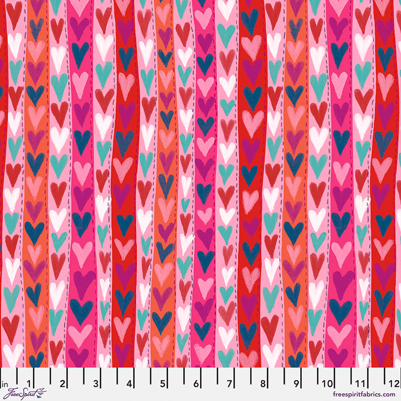 Oh Happy Day Quilt Fabric - Trailing Hearts in Pink - PWKG026.PINK