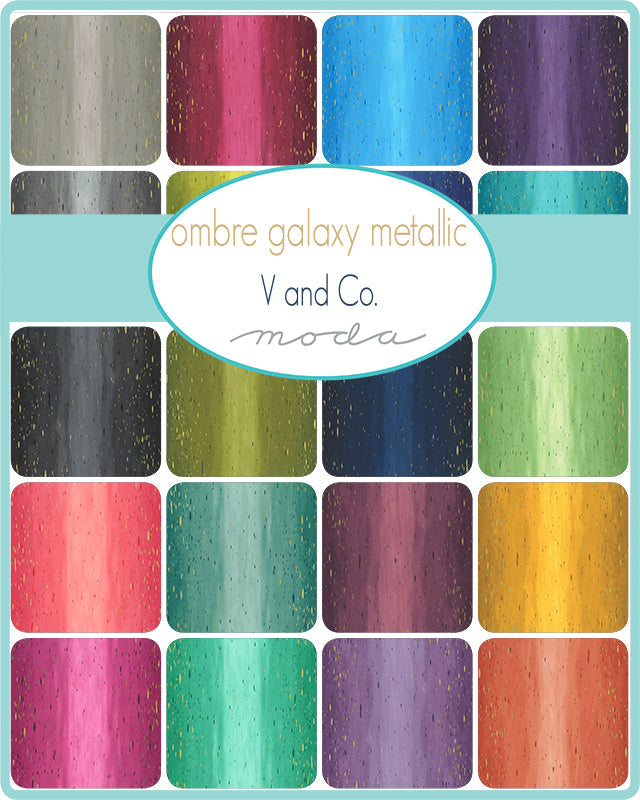 Ombre Galaxy Metallic Quilt Fabric - Jelly Roll - set of 40 2 1/2" strips - 10873JRM