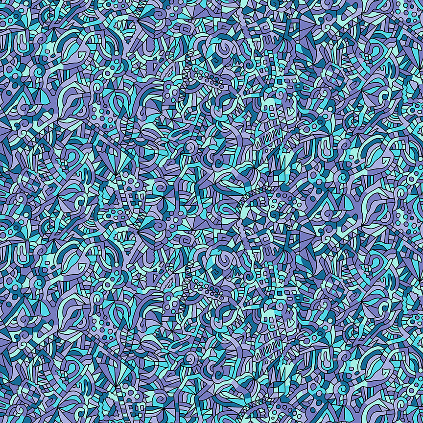 Outside the Lines Quilt Fabric - Seamless Doodle in Blue - 6179-71