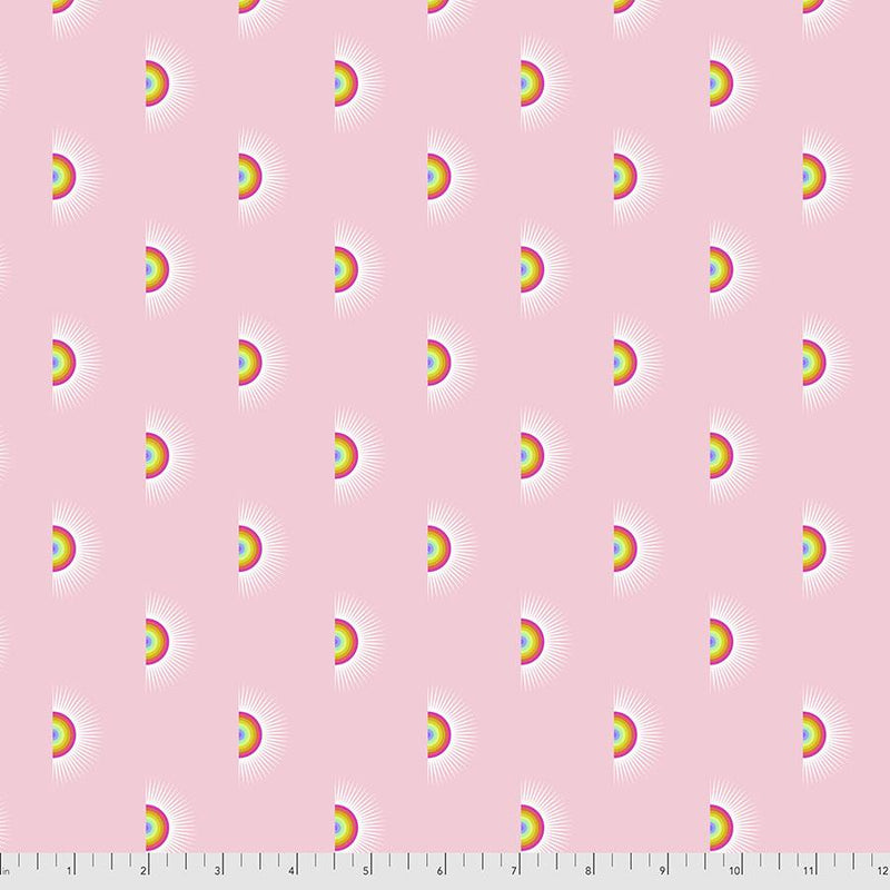 Daydreamer Quilt Fabric by Tula Pink - Sundaze Rainbows in Guava Pink - PWTP176.GUAVA