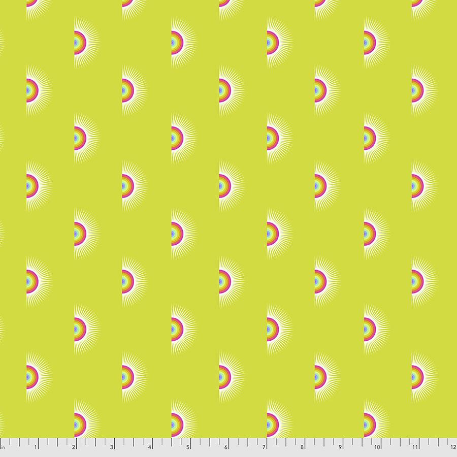 Daydreamer Quilt Fabric by Tula Pink - Sundaze Rainbows in Pineapple Green - PWTP176.PINEAPPLE