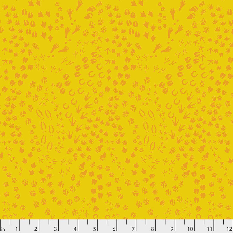 Migration Quilt Fabric - Animal Tracks in Yellow  - PWLT022.YELLOW