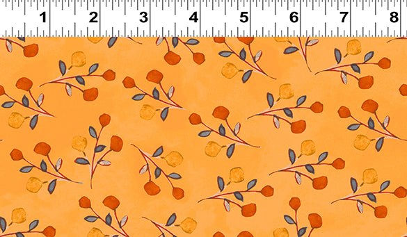 Painted Patchwork Quilt Fabric - Sprig in Light Orange - Y3382-35