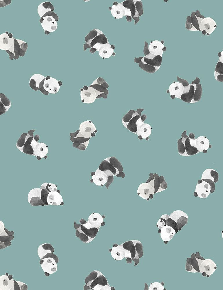 Panda-Monium Quilt Fabric - It's a Pandastic Life Pandas in Lagoon Blue - STELLA-D2171 LAGOON