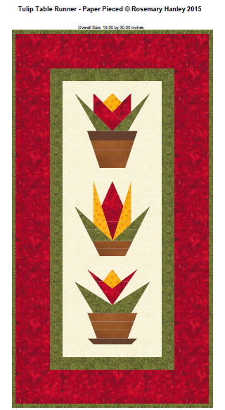 Paper Pieced Tulip Table Runner Pattern